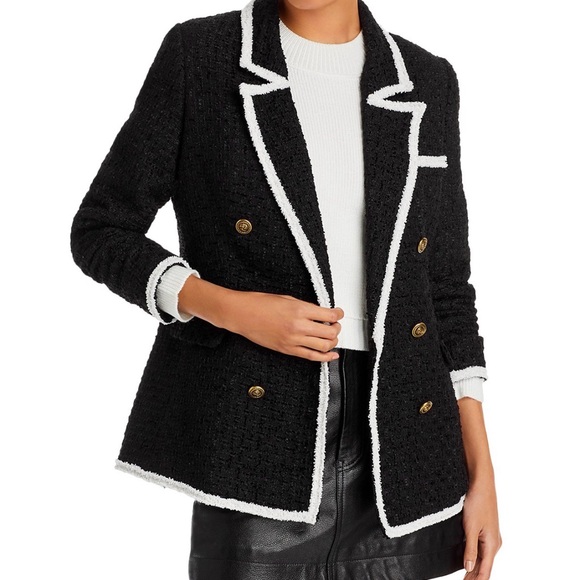 NWT Aqua Double-Breasted tweed Jacket with White Trim - Picture 6 of 6